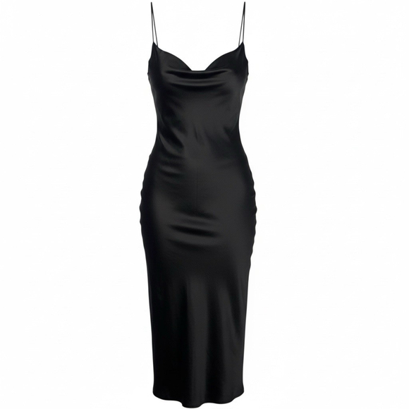 Petal & Pup Dresses & Skirts - Petal & Pup Black Satin Cowl Neck Midi Dress - NWT/EUC - Size 6